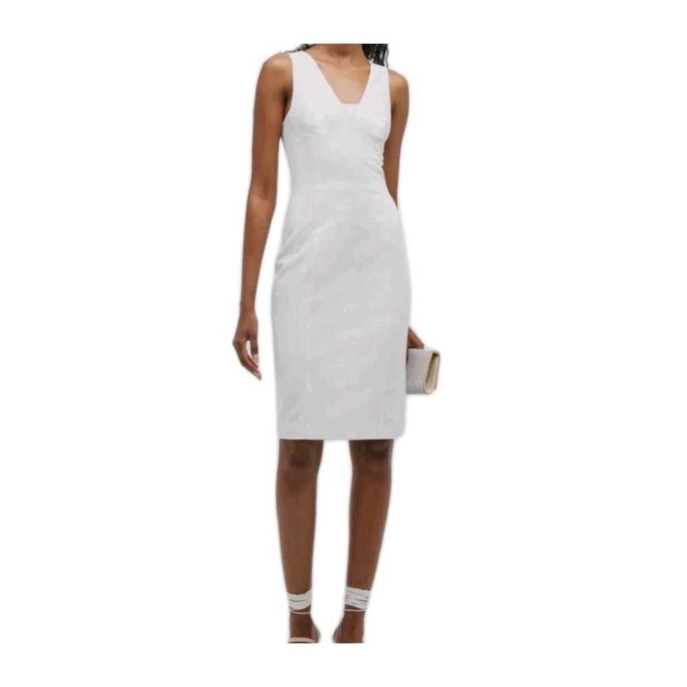 Black‎ Halo Women's White Pearl Cinder Sheath Dress Size 8 Made In USA